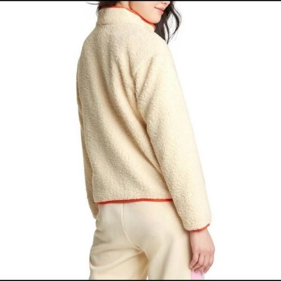 NWT Women's Contrast Pocket Sherpa Jacket LEGO Collection x Target Cream Sz L - Picture 3 of 6